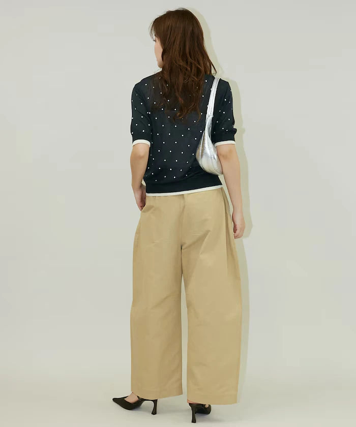 Dot Pattern Layered Short Sleeve Knit Cardigan Limited Release