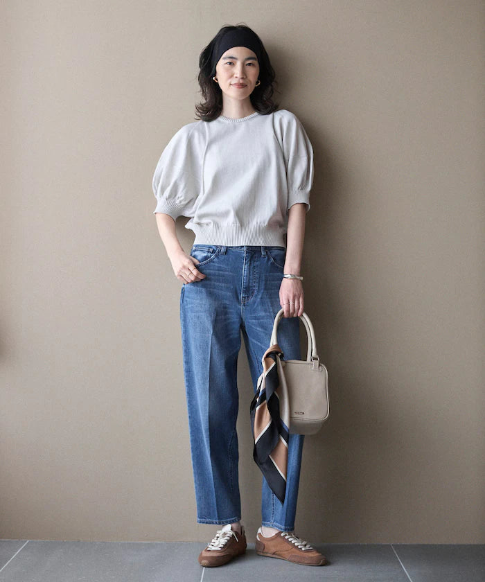 Japan Made Whole Garment Puff Sleeve Top