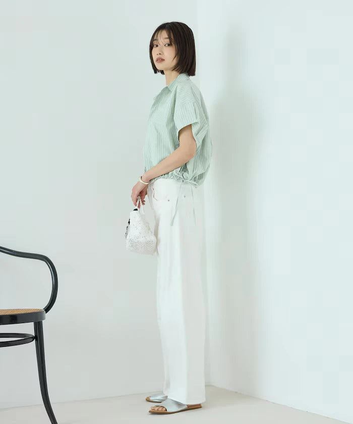 Switch Short Sleeve Hem Code Blouse