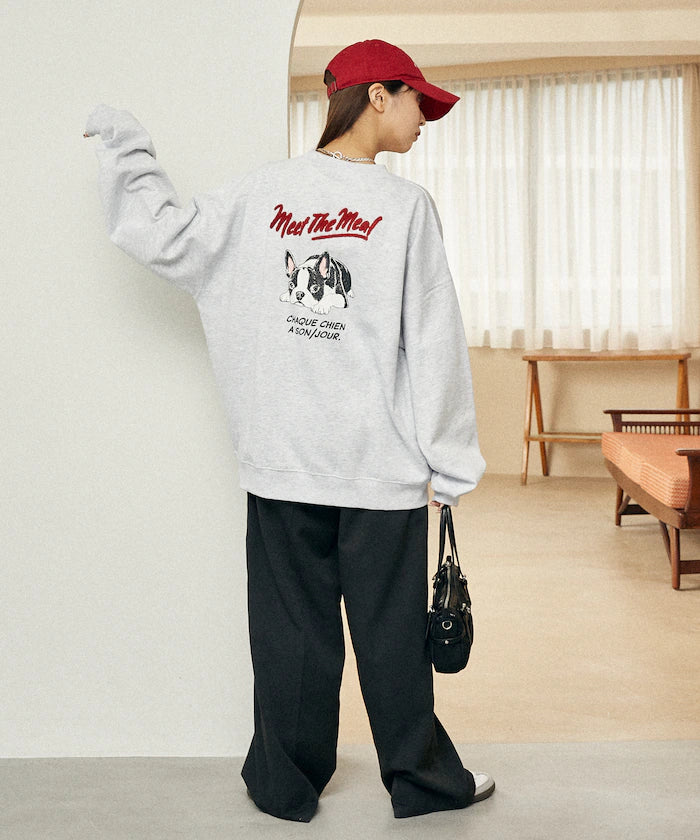 Sagara Embroidery French Bulldog Fleece-Lined Sweatshirt Limited Edition