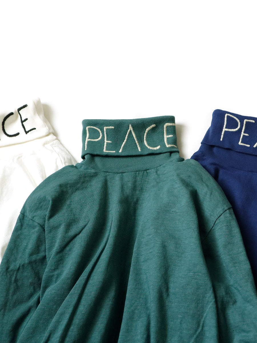 18.5/- Tenjiku High Neck Long T (PEACE embroidery)