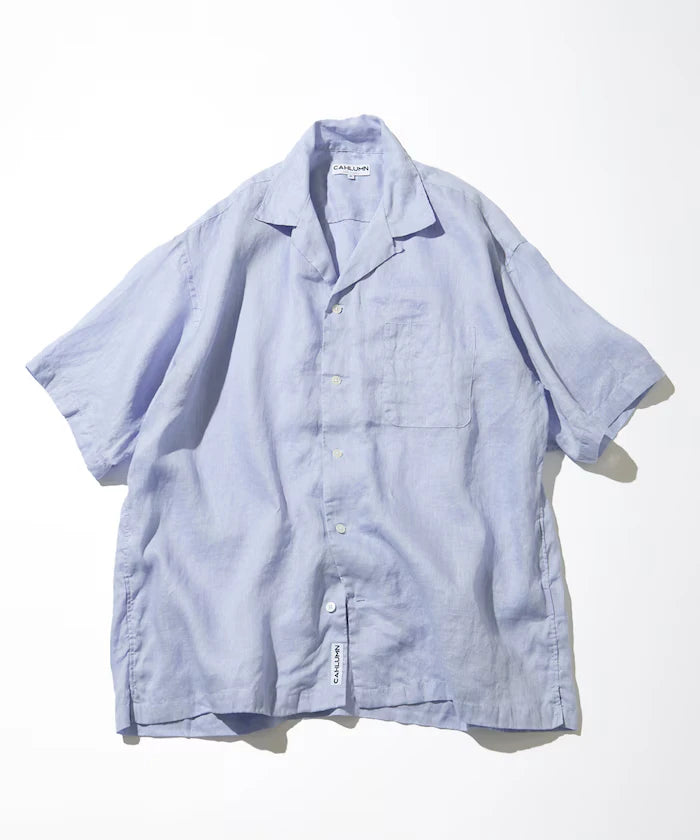 Linen Open Collar Short Sleeve Shirt