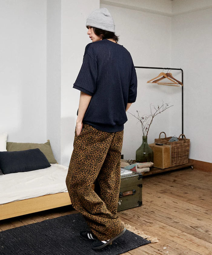 LOVE POP STUDIO Pattern Mesh Henley Neck T-Shirt Limited Release