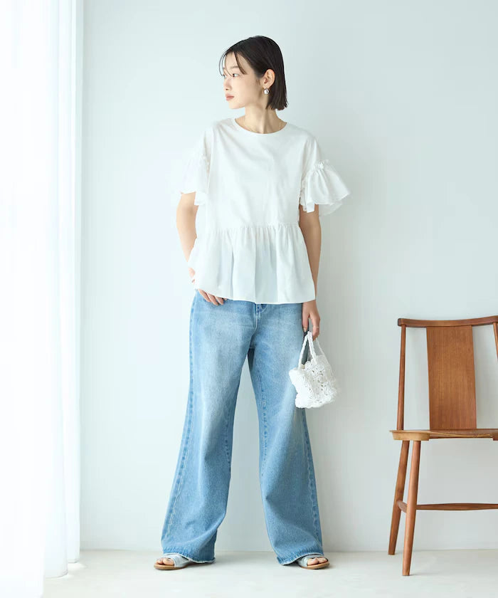 Organic Cotton Frill Sleeve T-shirt