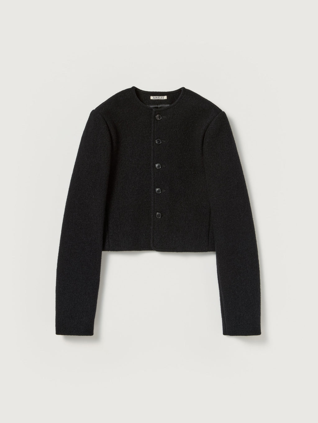HEAVILY FULLED WOOL COTTON COLLARLESS JACKET