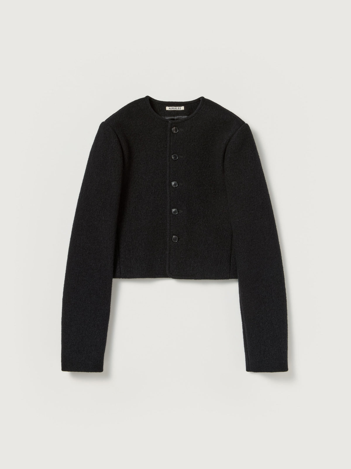 HEAVILY FULLED WOOL COTTON COLLARLESS JACKET