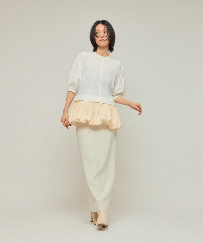 Organic Cotton Peplum Switch Top / 5-minute Sleeve T-Shirt