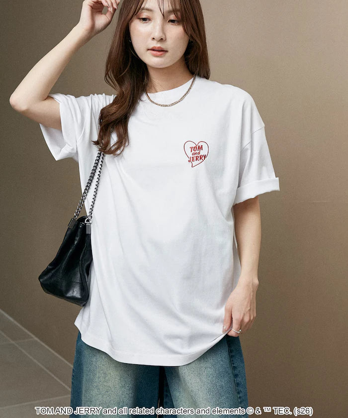 <Functional Material> TOM AND JERRY Heart Graphic T-Shirt Limited Edition