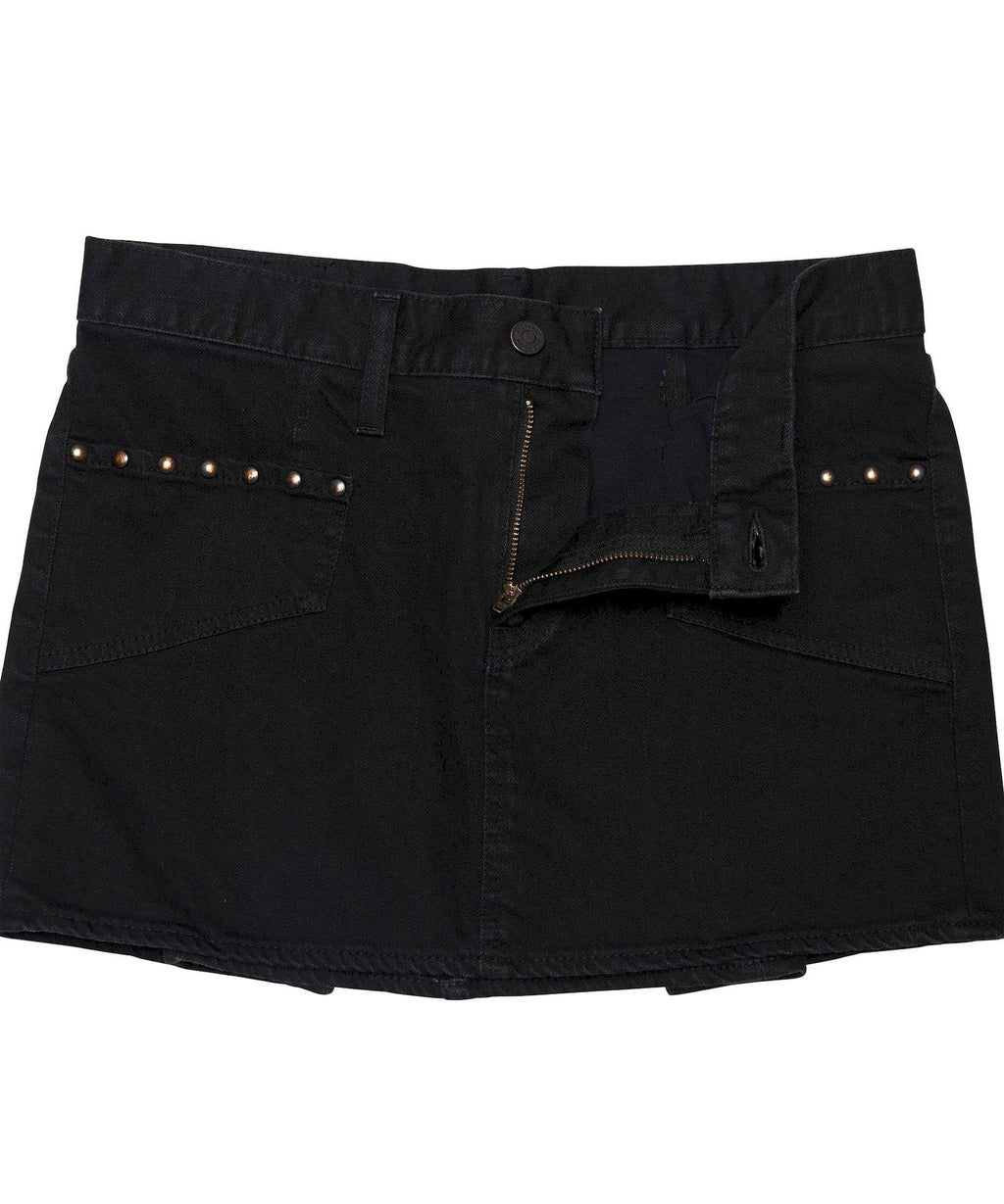 Back Lace-Up Micro Mini Denim Skirt
