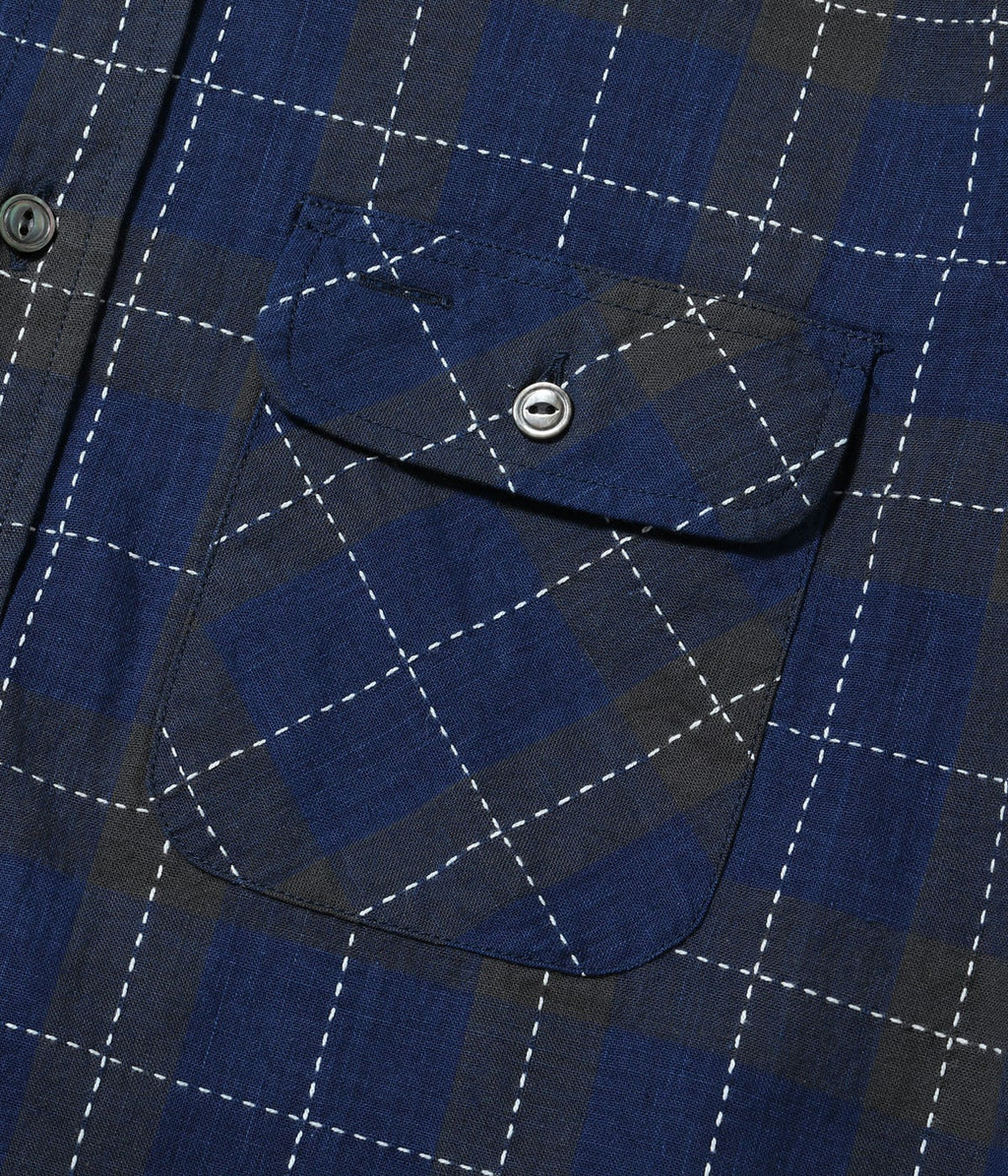 FICTION ROMANCE 5.5oz. INDIGO CHECK WORK SHIRT
