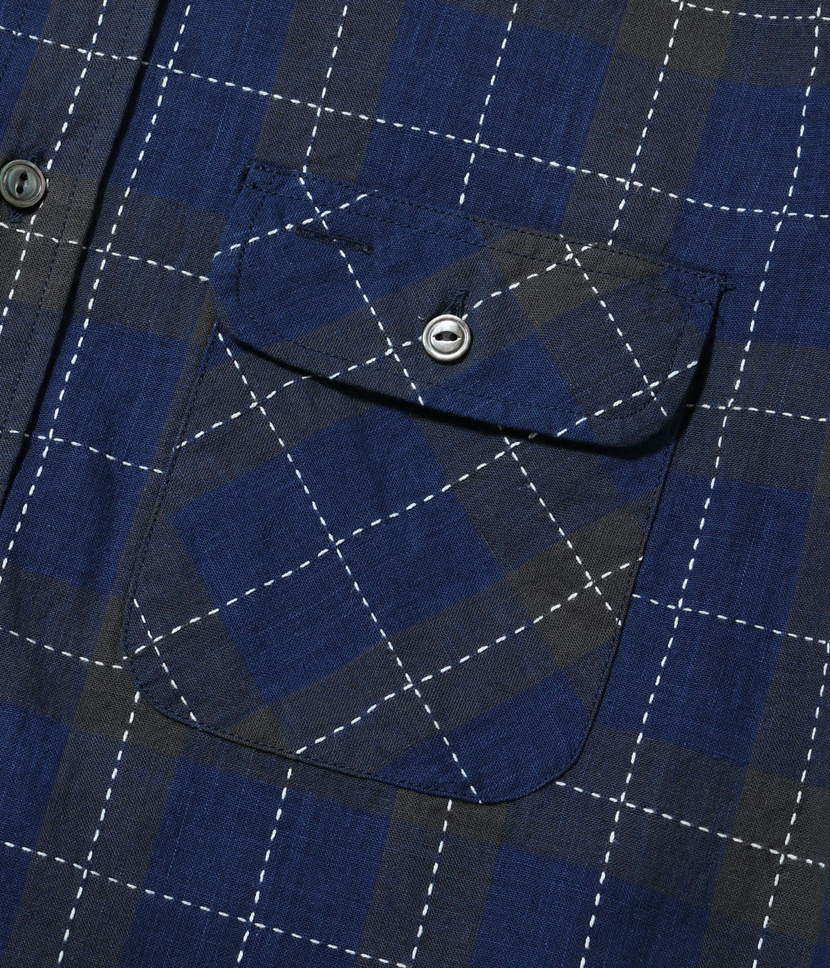 FICTION ROMANCE 5.5oz. INDIGO CHECK WORK SHIRT