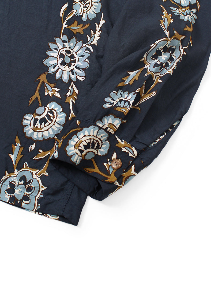 Silk Rayon Toggle - Myrept Long Sleeve Open Collar Shirt