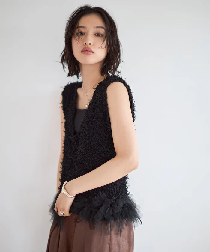 2WAY Fringe Hem Knit Vest