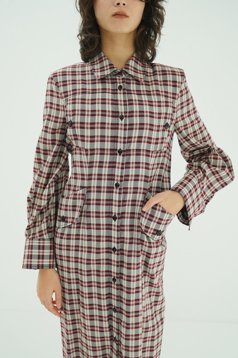 UP POCKET CHECK SHIRT ONEPIECE
