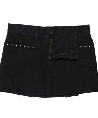 Back Lace-Up Micro Mini Denim Skirt