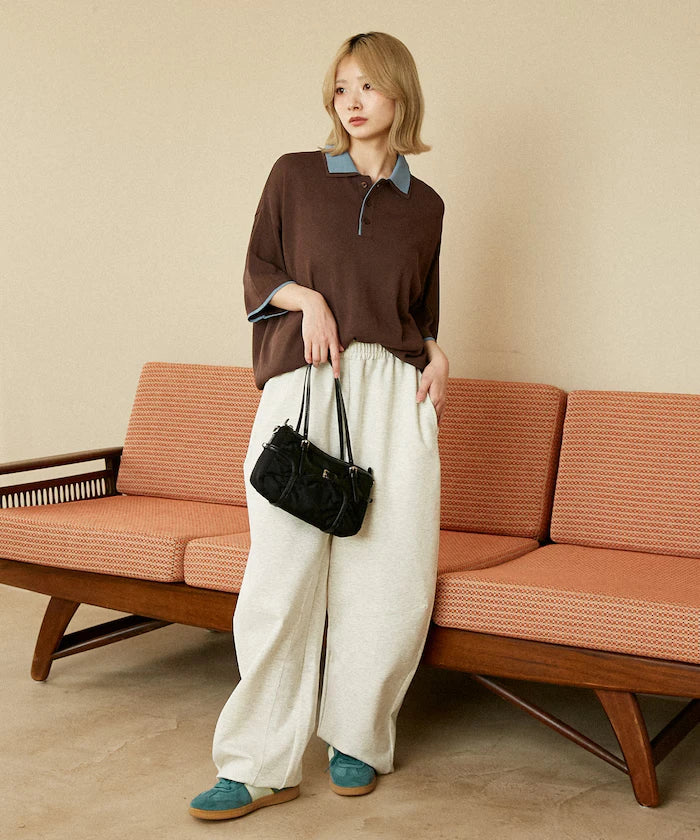 LOVE POP STUDIO Collar Layered Knit Polo Shirt Limited Edition