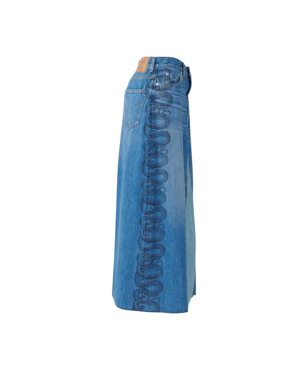 Snake Loop Remake Denim Skirt