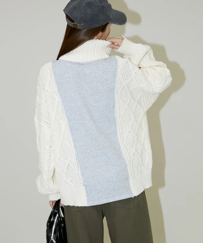 Mixed Material Switch Turtle Neck Knit Limited Edition