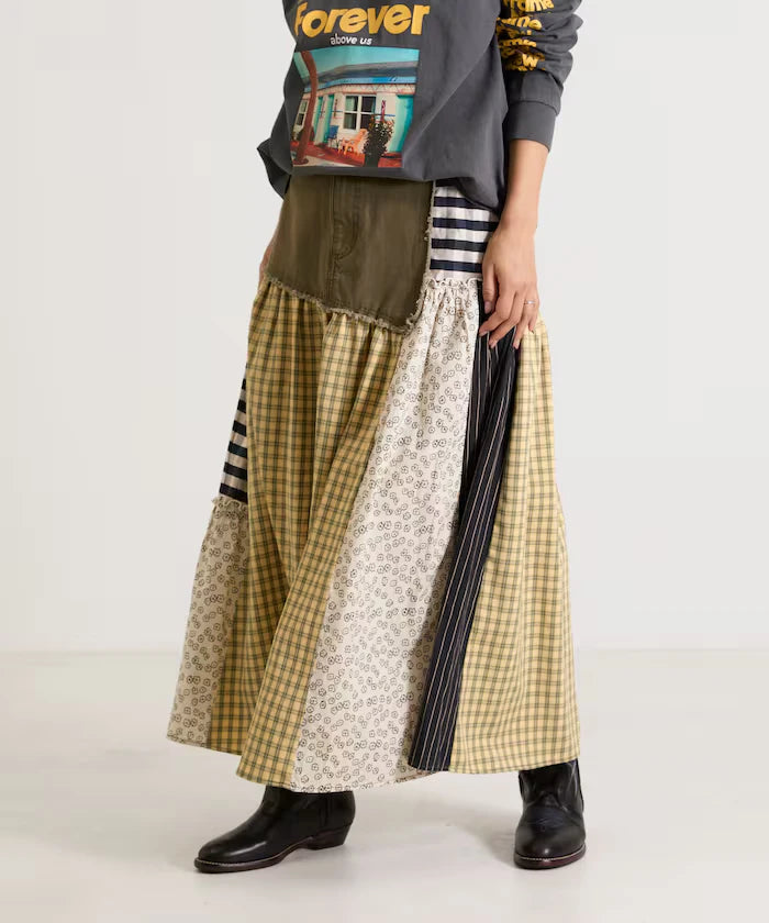 Flower & Check Docking Skirt