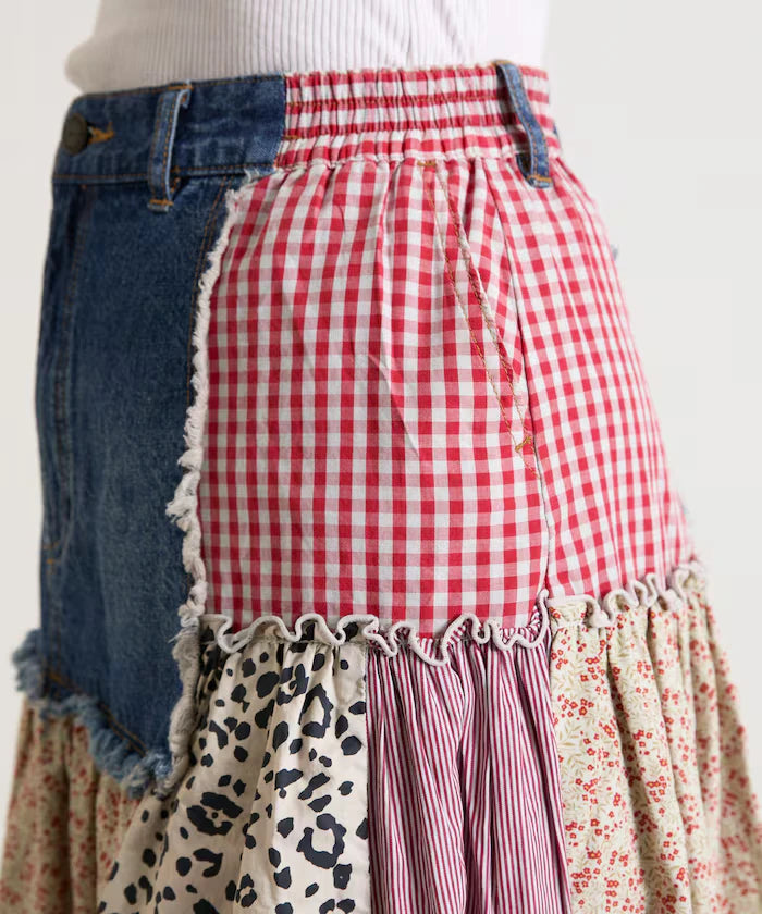 Flower & Check Docking Skirt