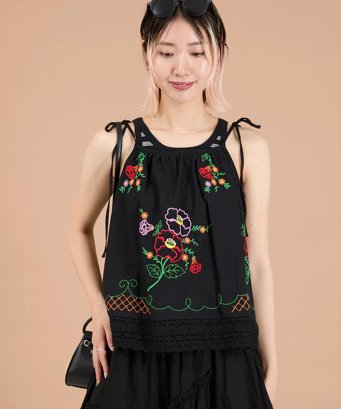 India Shoulder Ribbon Embroidered Remake Style Camisole