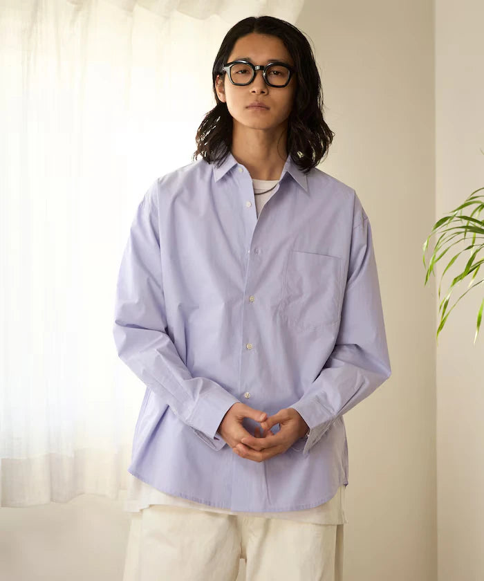 Nuance Color Oversized Regular Collar Long Sleeve Shirt