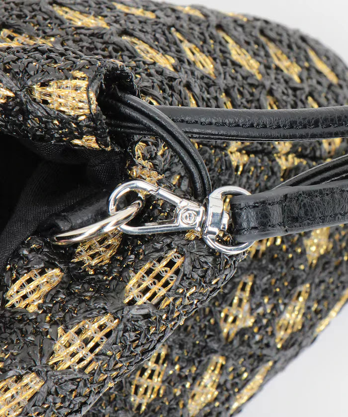 2 Way Raffia Style Lamé Drawstring Shoulder Bag