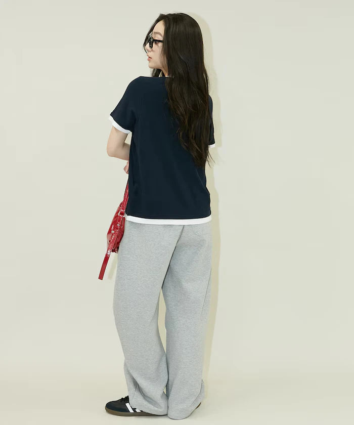 Layered-style Henley Neck T-shirt Limited Edition