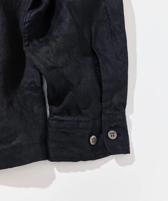 Linen Open Collar Long Sleeve Shirt
