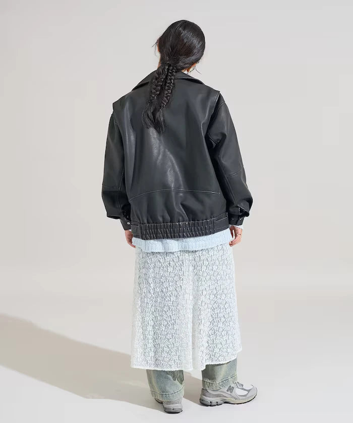 Vintage-Like Leather Double Riders Jacket