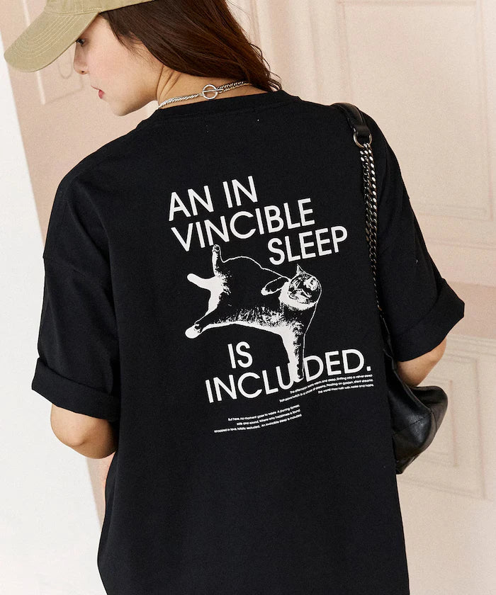 VINCIBLE SLEEP Cat Print T-Shirt Limited Edition