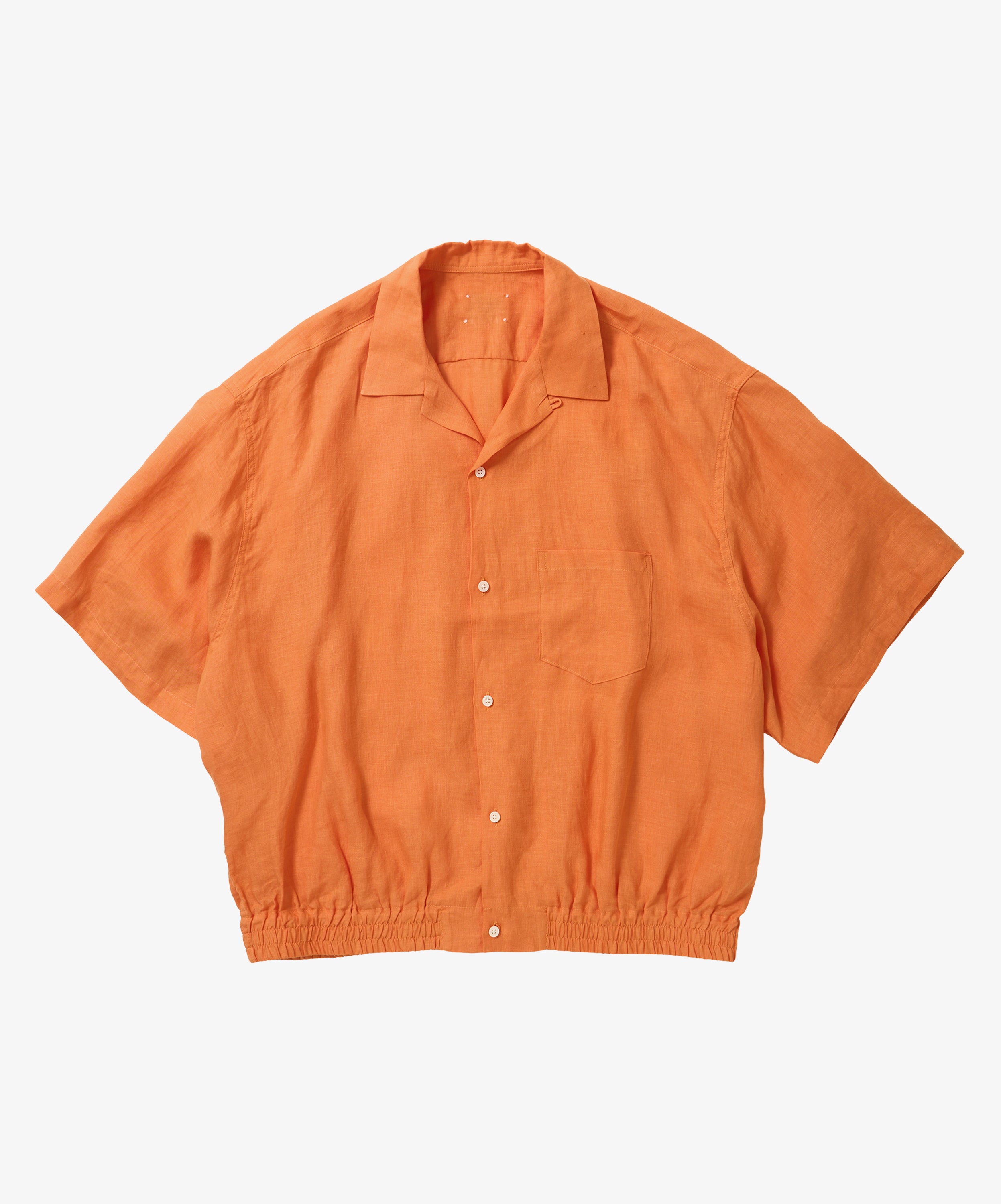 ribbed shirts short sleeve linen orange