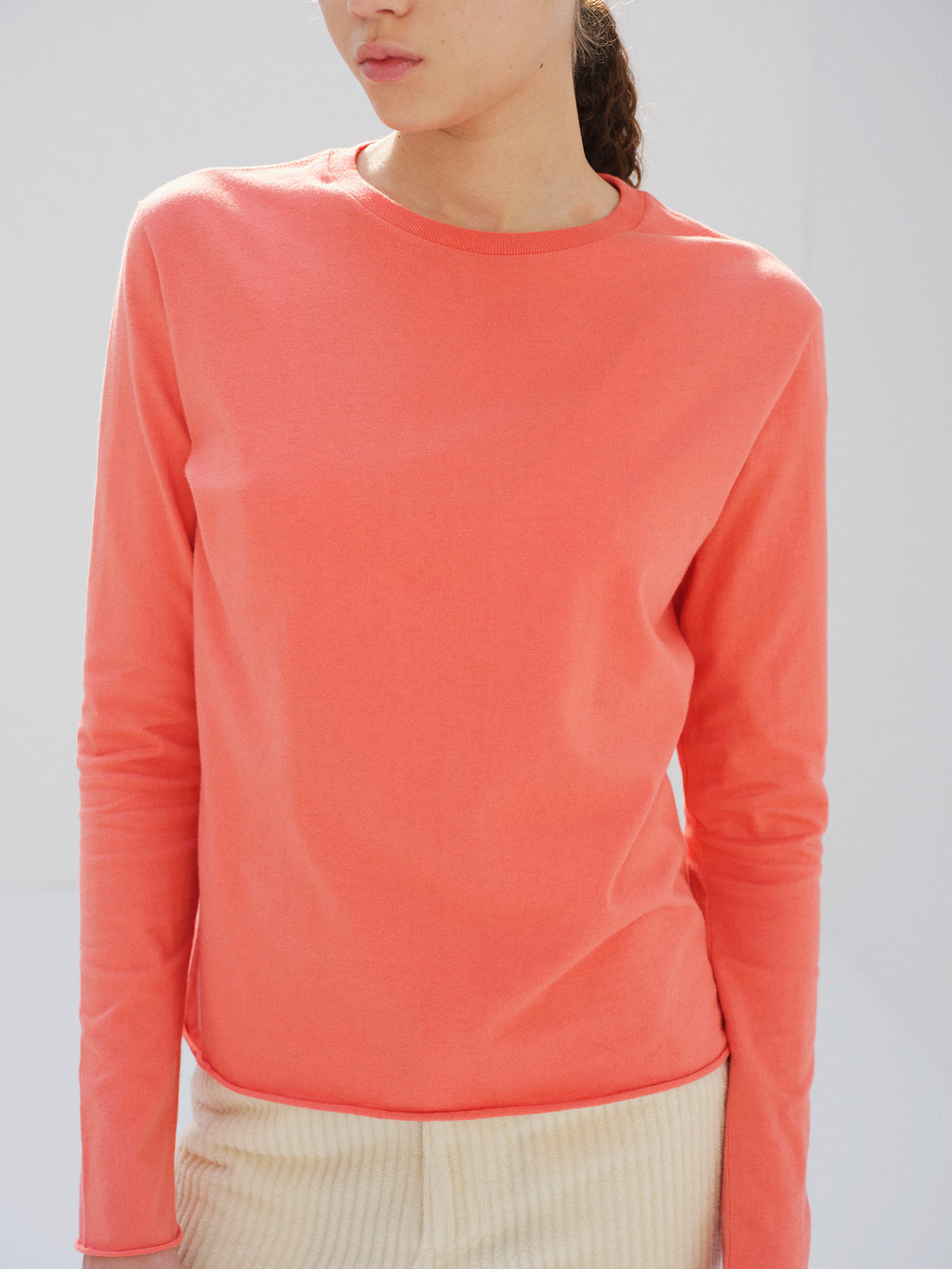 BRUSHED ORGANIC COTTON CASHMERE JERSEY L/S TEE