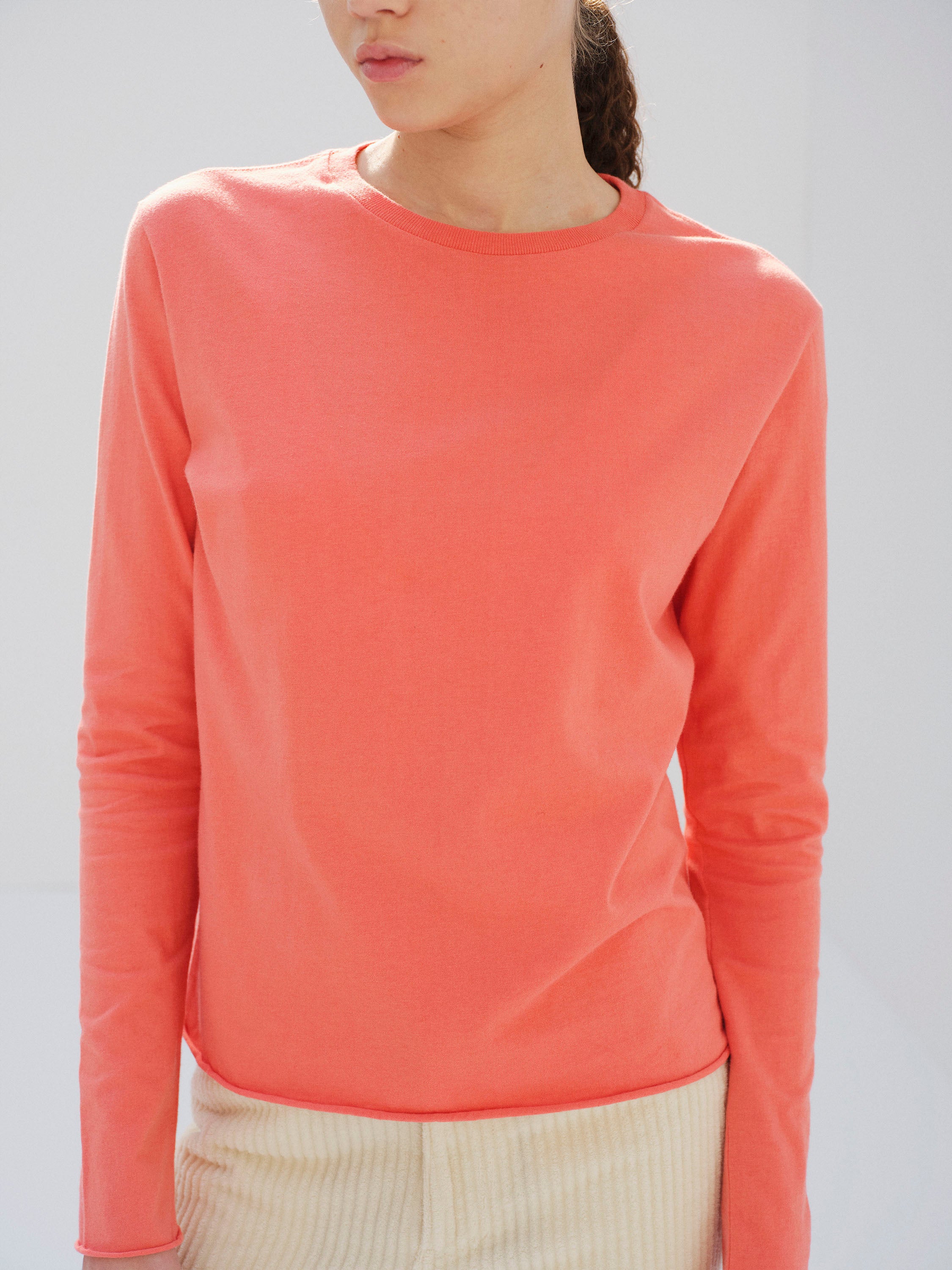 BRUSHED ORGANIC COTTON CASHMERE JERSEY L/S TEE