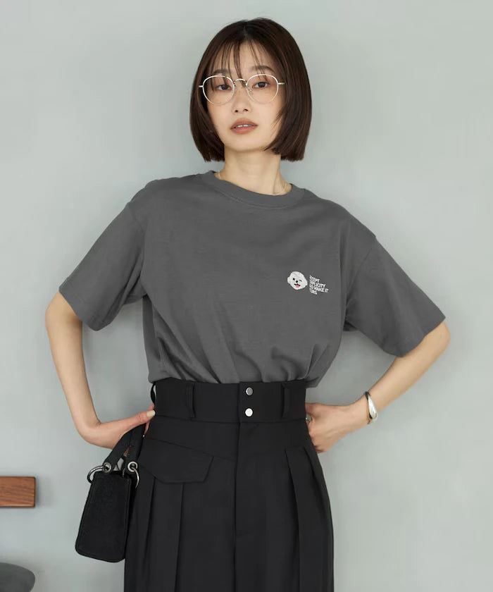 Organic Cotton One Point Animal Embroidery T-Shirt