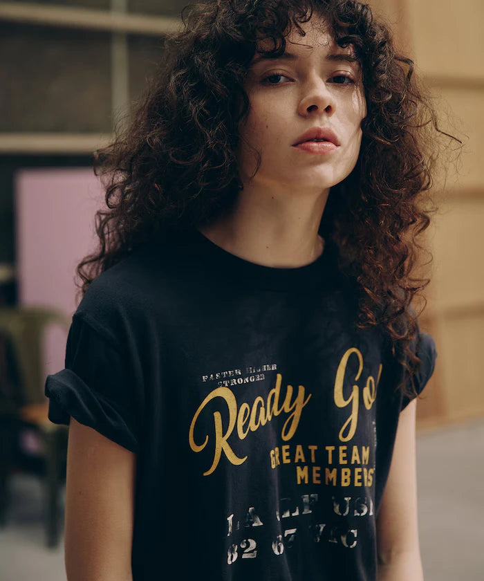 Vintage-Like Used Essence Print T-Shirt