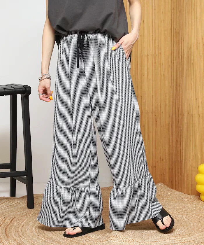Wide Silhouette Tiered Check Easy Pants [Limited Edition]