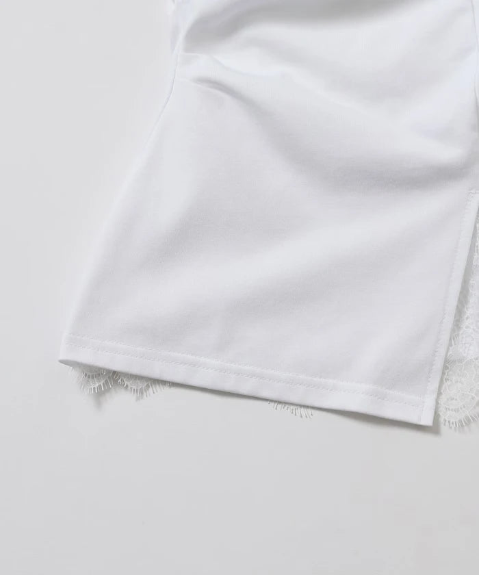 Lace Docking Draped Neck Top 【Limited Edition】