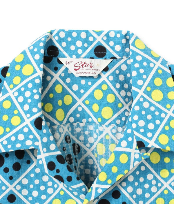DOBBY COTTON OPEN SHIRT “SQUARE & DOT”