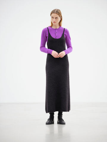 GARMENT-DYED BABY ALPACA FUR KNIT DRESS