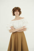 VOLUME SLEEVE CROPPED BLOUSE
