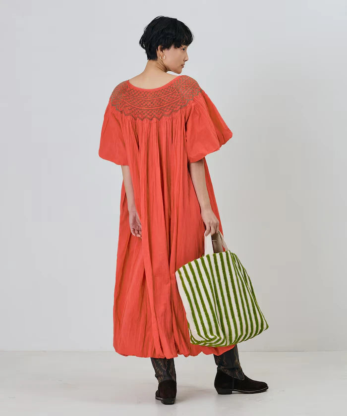 India Colored Smocked Balloon Dress
