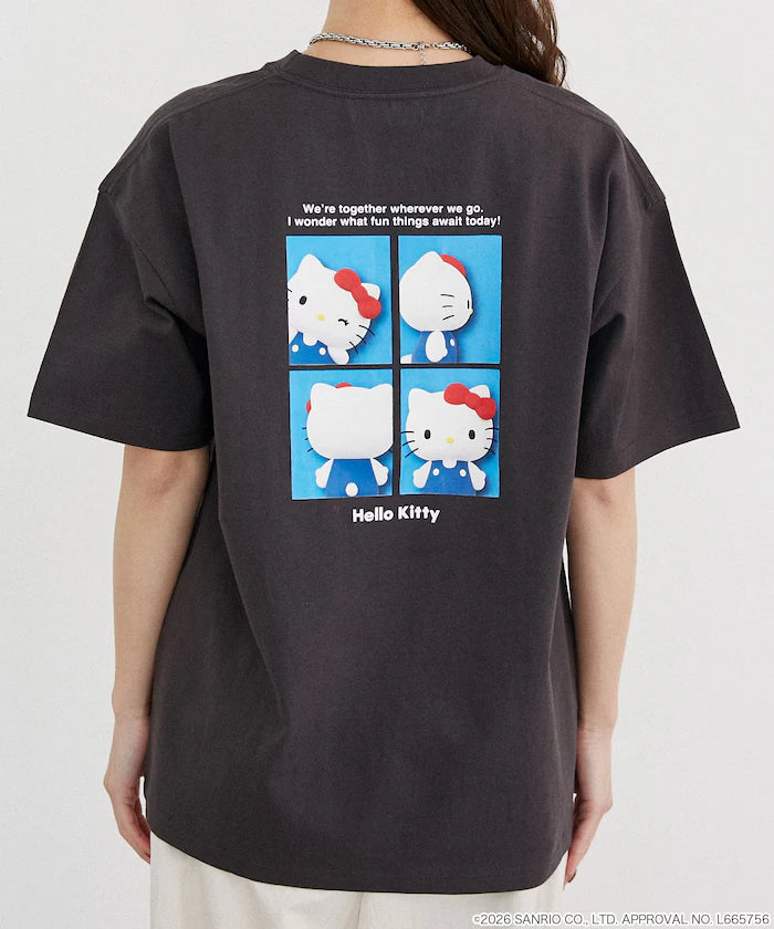 "HELLO KITTY" ID Photo style back print T-shirt limited edition