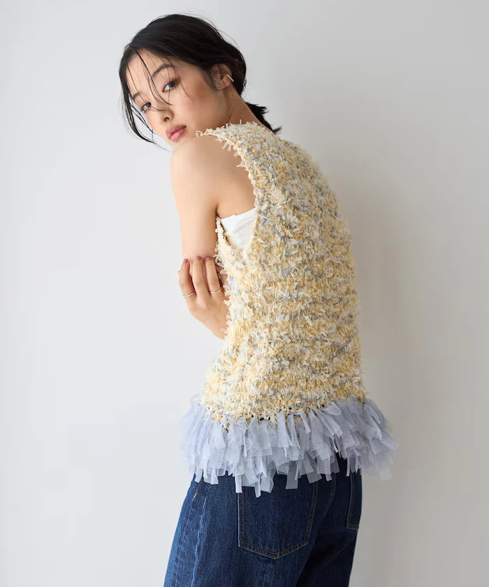 2WAY Fringe Hem Knit Vest