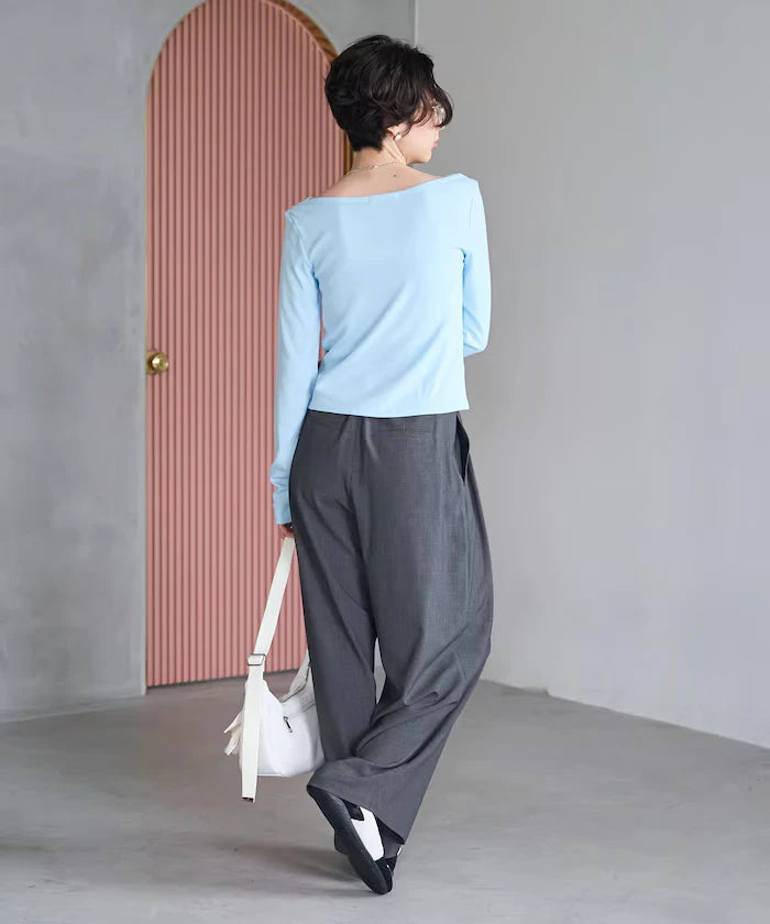 Many Button Cotton Modal Long Sleeve T-Shirt