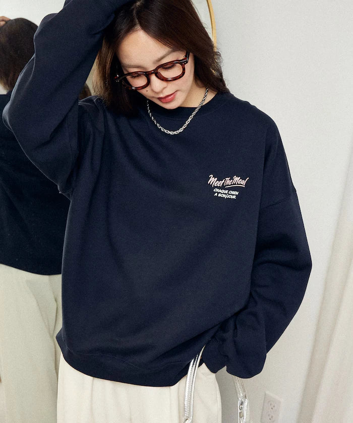 Sagara Embroidery French Bulldog Fleece-Lined Sweatshirt Limited Edition