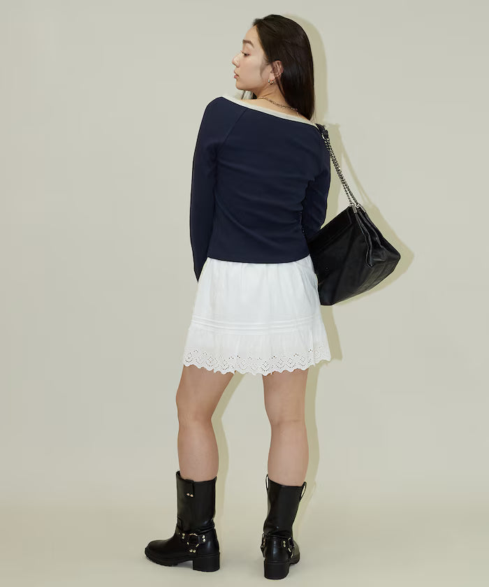 Lace Insert Long Sleeve T-Shirt