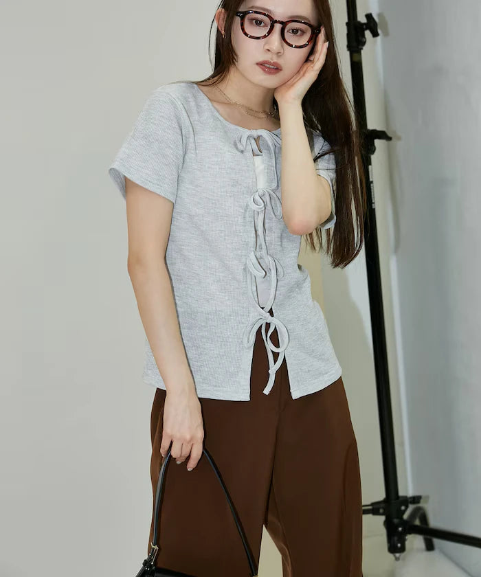 Light Waffle 2WAY Ribbon Cardigan Limited Edition