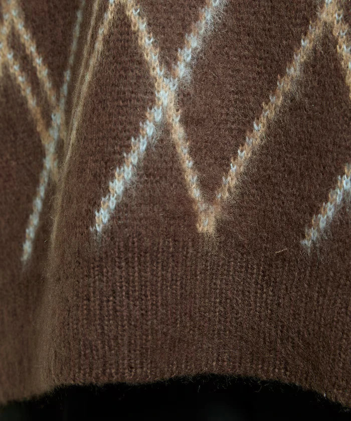Checked pattern mohair touch skimmer knit limited edition