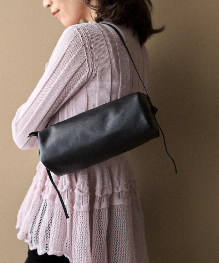 Leather Roll Boston Bag / Cowhide / Water-Repellent Leather